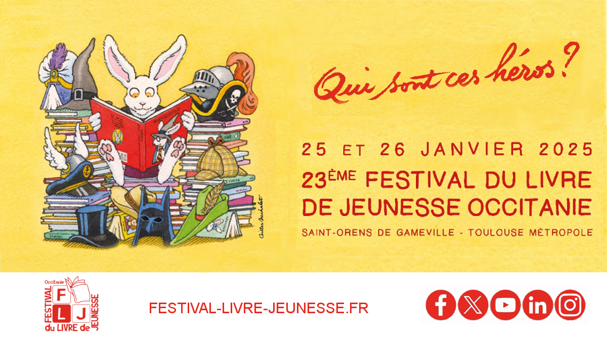 Affiche de l'édition 2025 du Festival du Livre Jeunesse d'Occitanie