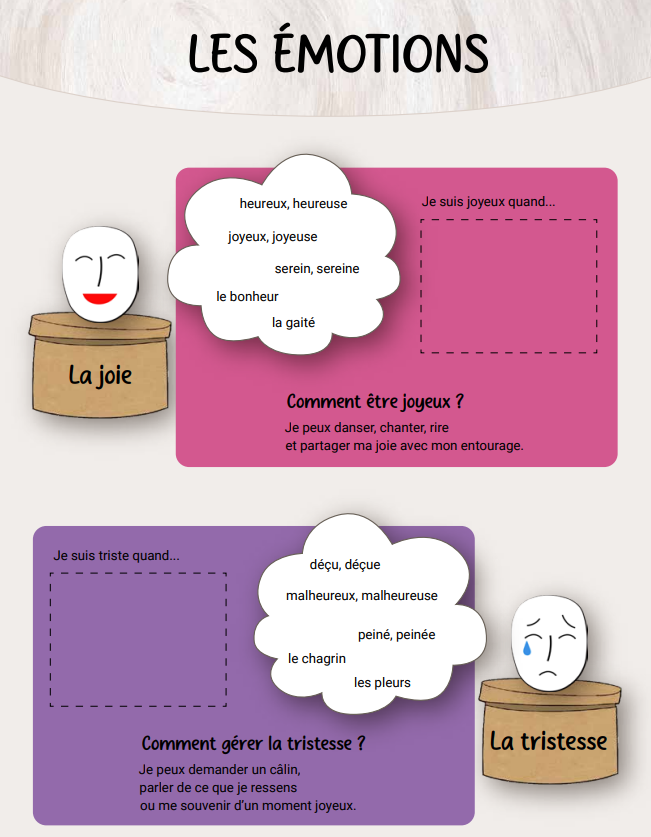 Capture d'écran de l'infographie sur les émotions