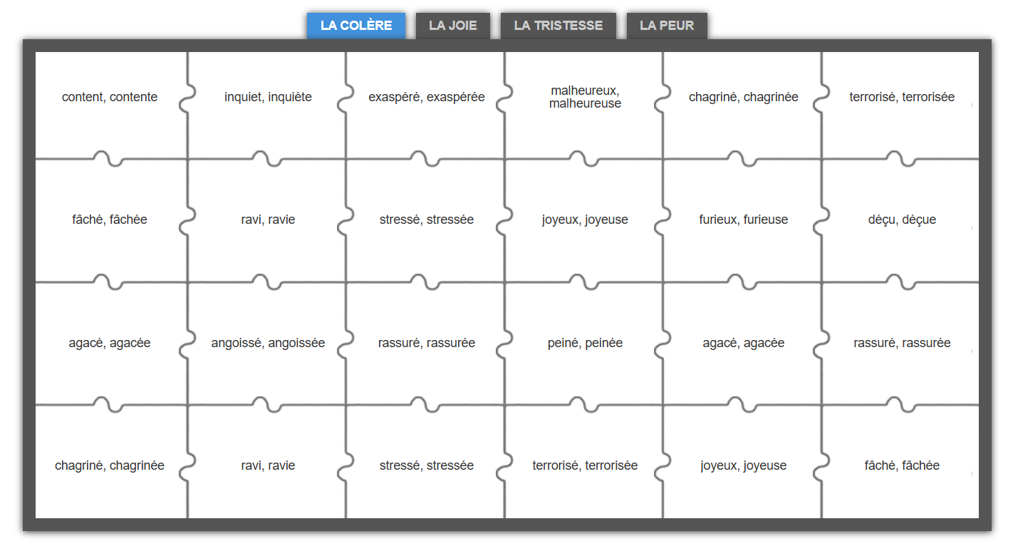 Capture d'écran du jeu puzzle des émotions